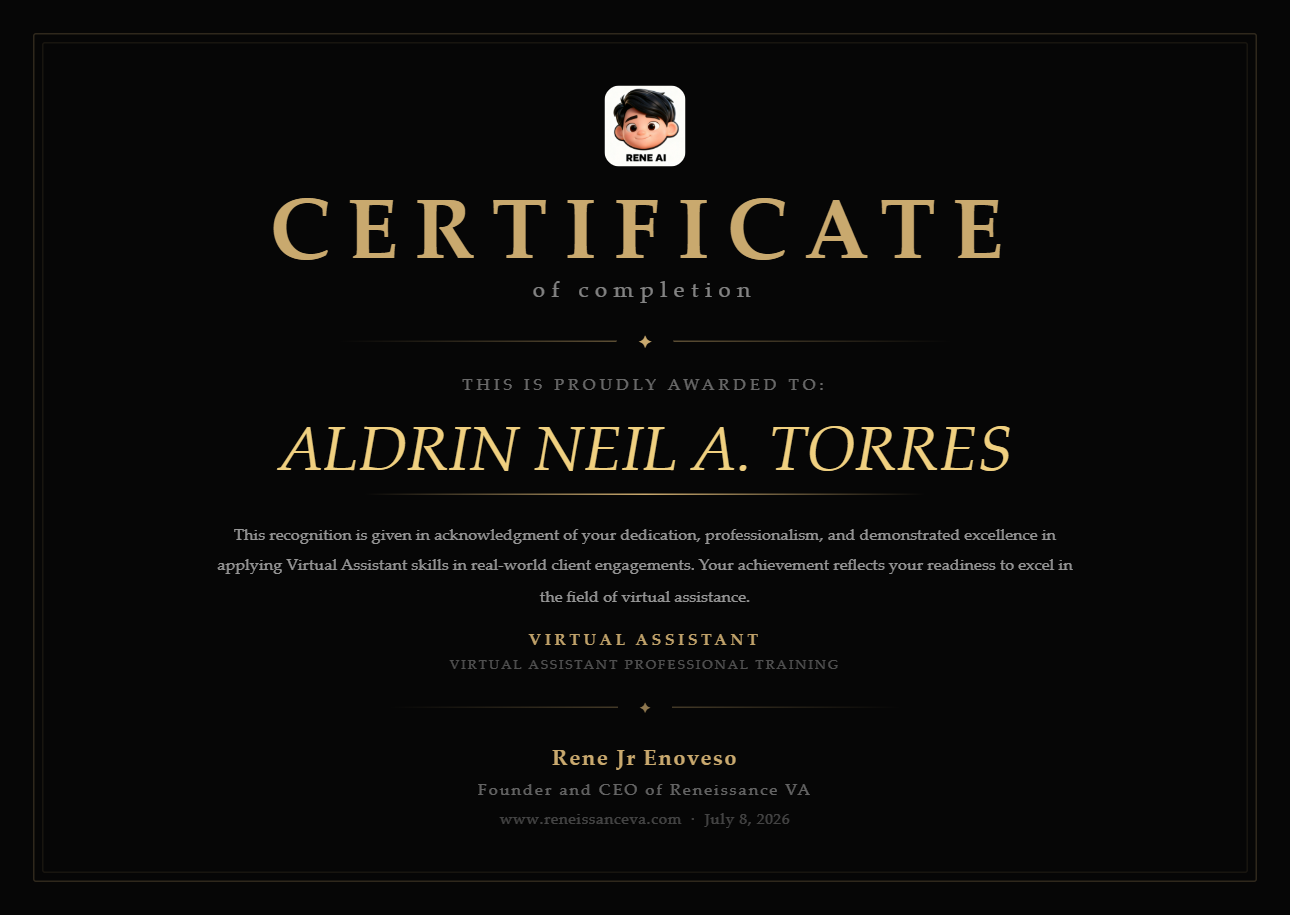 Introduction to Virtual Assistant certificate